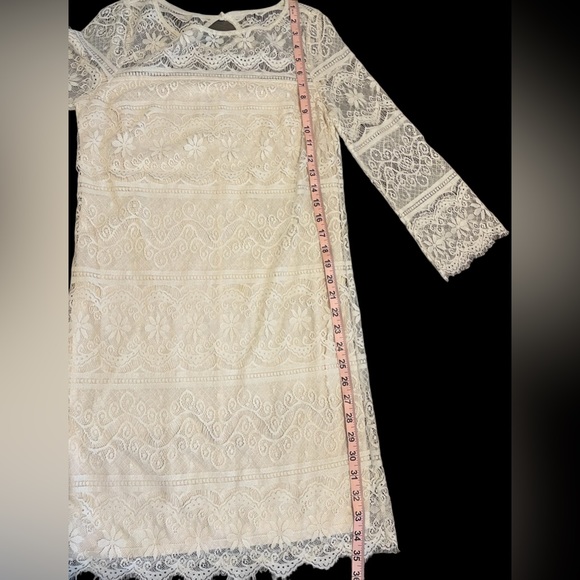 ✨Max Studio cream colored lace midi dress w/ built in slip! - Picture 11 of 16